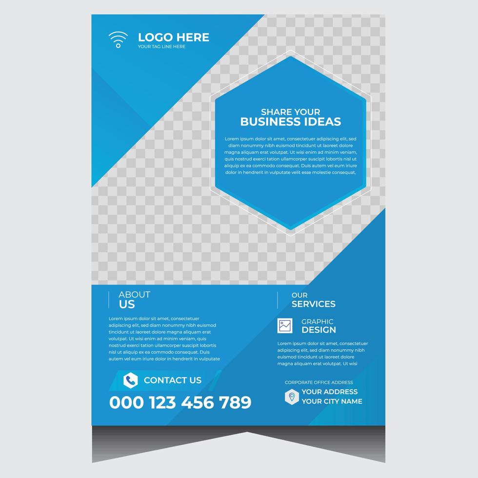 Blue simple corporate business flyer design template vector