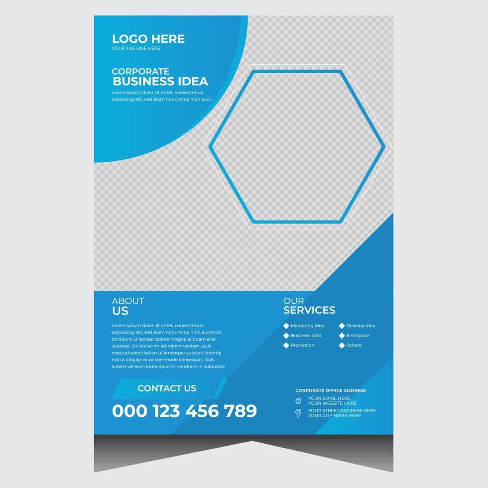 Blue simple corporate business flyer design template vector