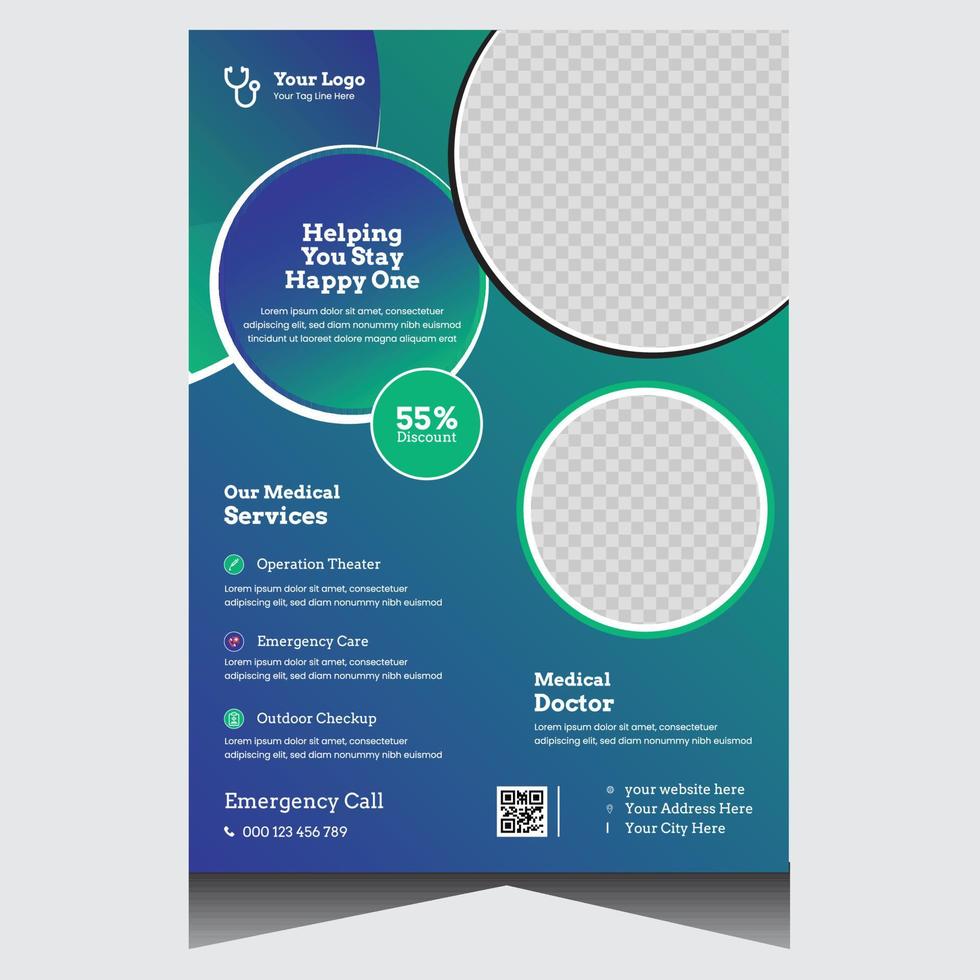 Blue promotional creative medical flyer design template vector