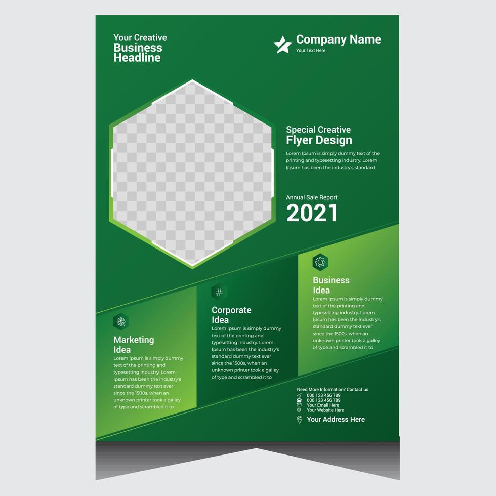 Green promotional creative corporate business flyer design template vector