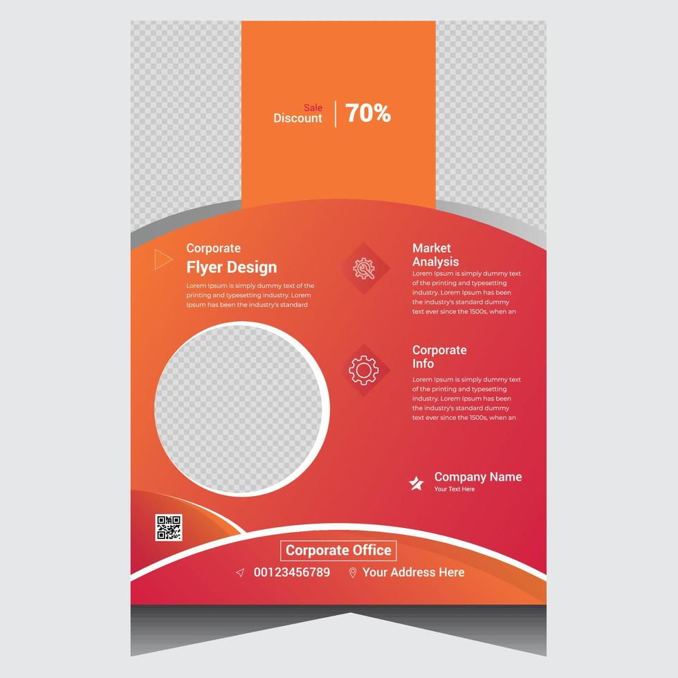 Red and orange creative company business flyer design template vector