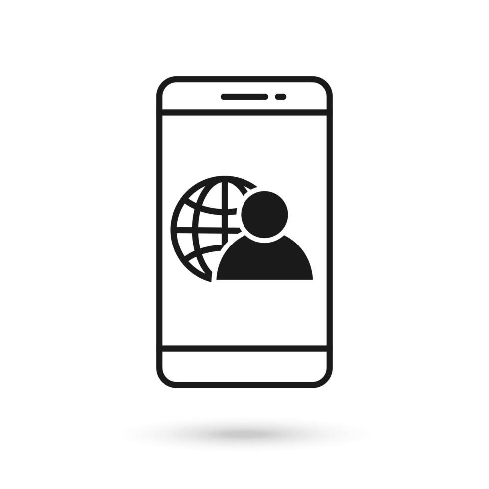 Mobile phone flat design with Network administrator icon. vector