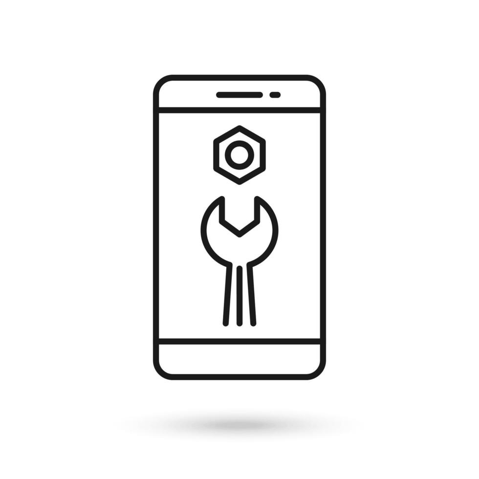 Mobile phone flat design with technical support icon vector