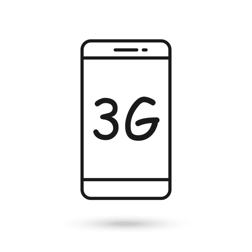 Mobile phone flat design icon with 3g communication technology symbol vector