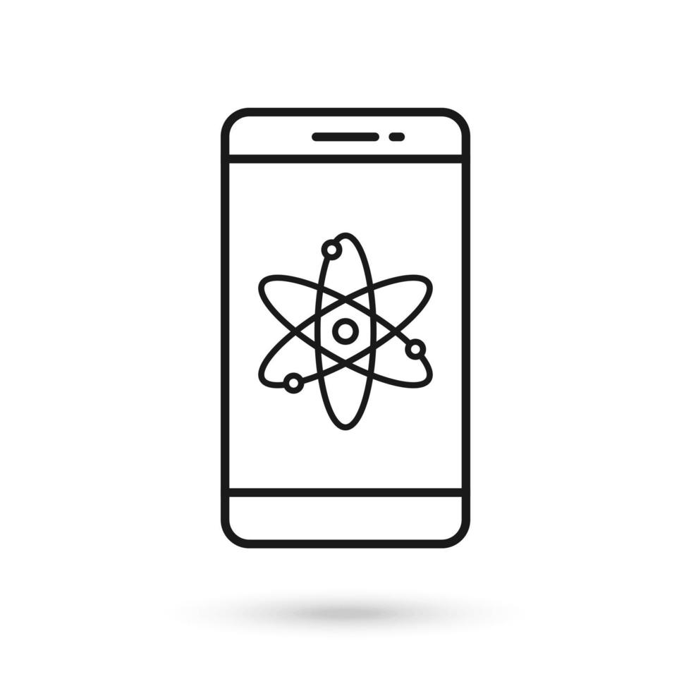 Mobile phone flat design icon with atom symbol vector