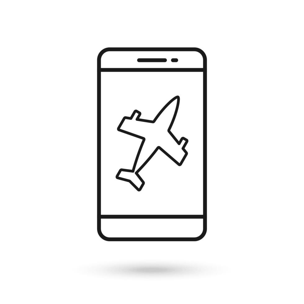 Mobile phone flat design icon with airplan symbol vector