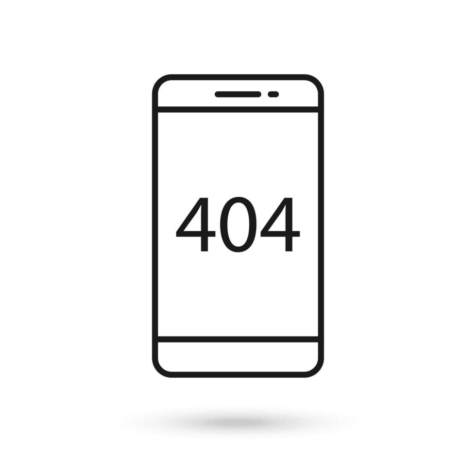 Mobile phone flat design icon with not found 404 sign. vector