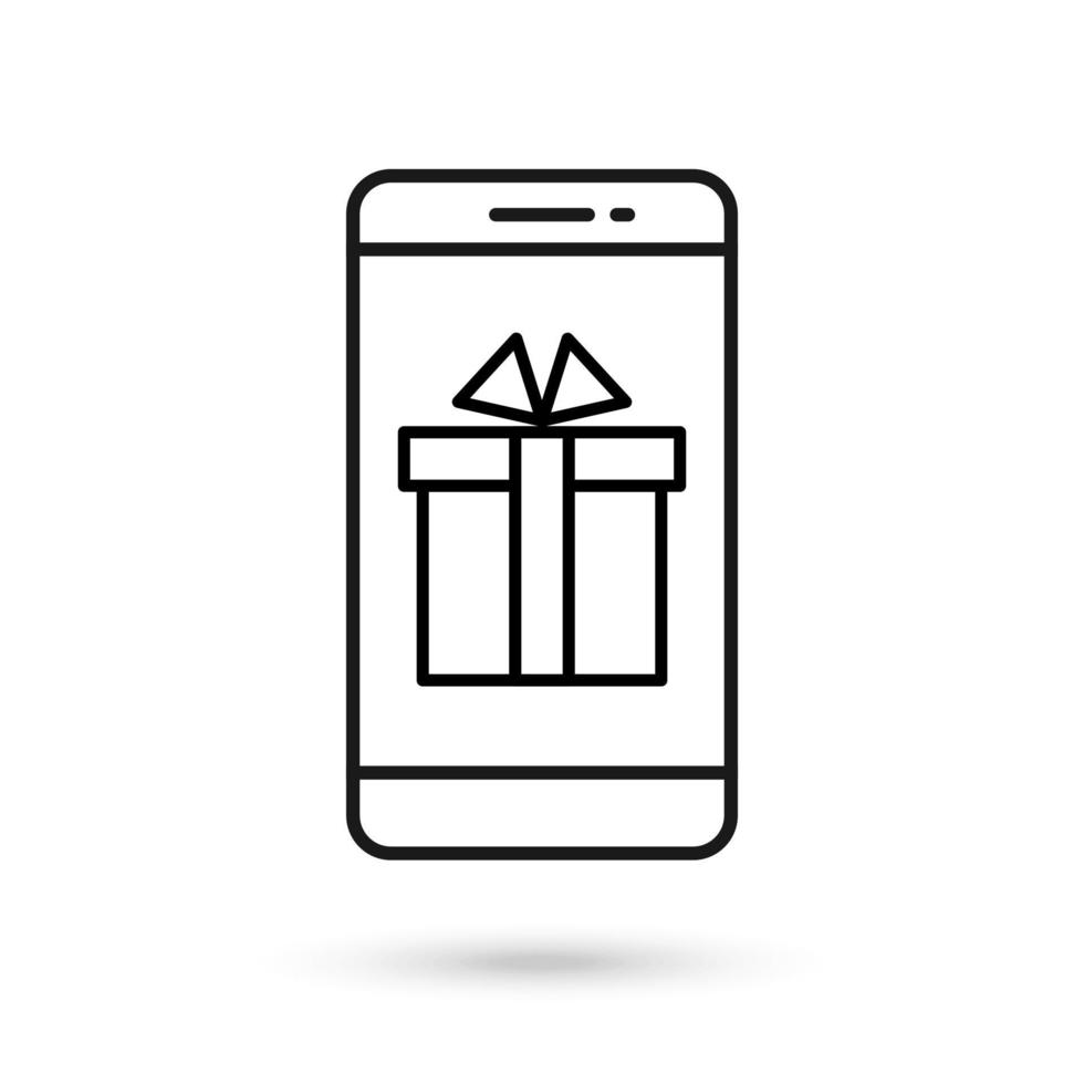 Mobile phone flat design icon with present gift icon vector