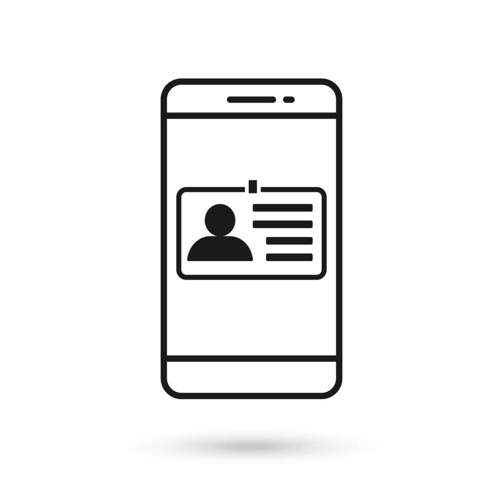 Mobile phone flat design with Identity badge icon. vector