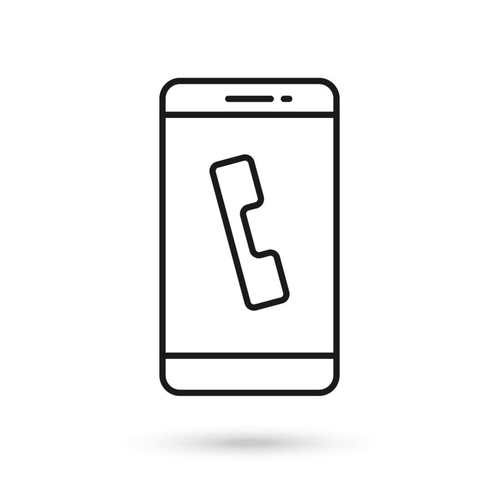 Mobile phone with handset flat design icon. vector