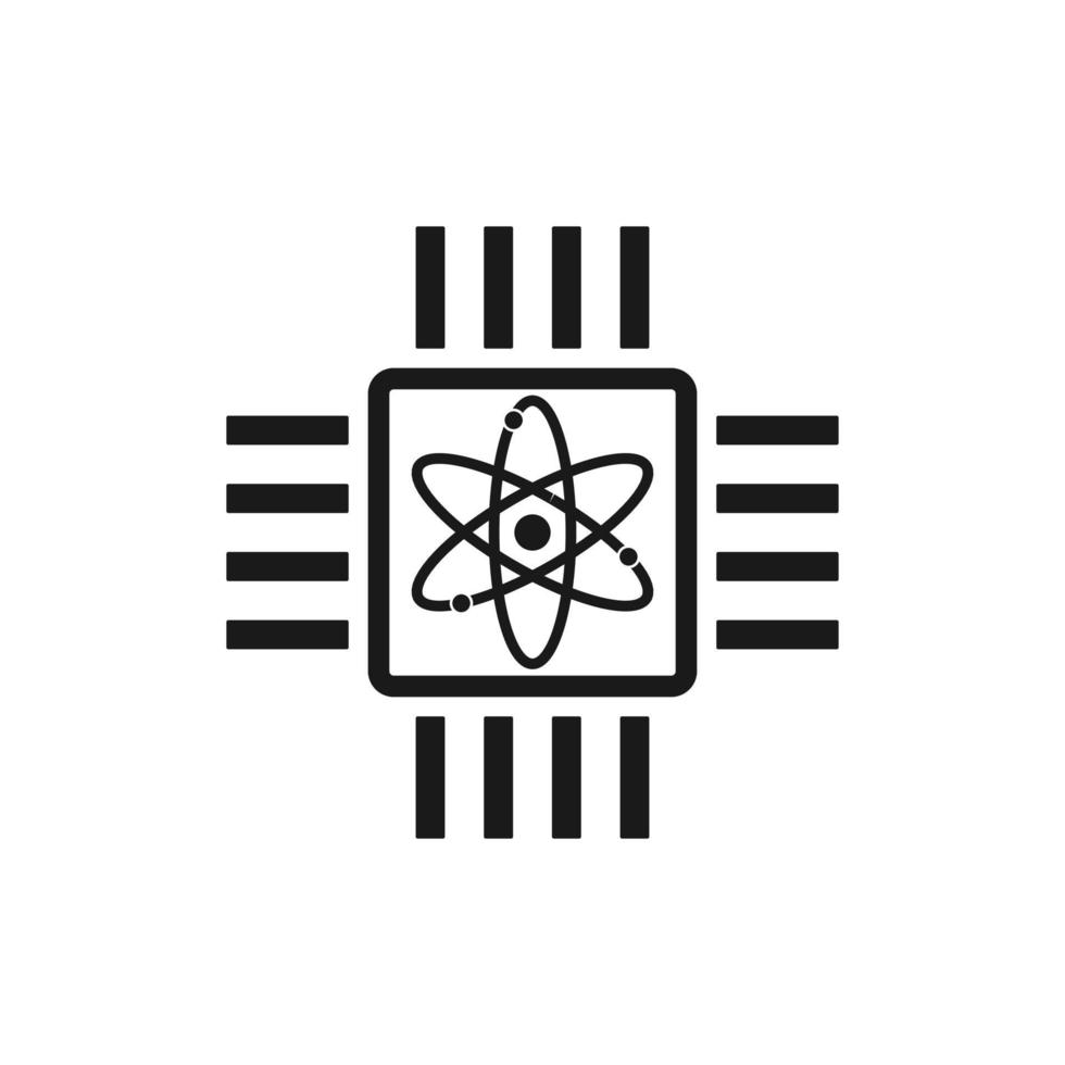 Quantum computing vector icon, cpu symbol.