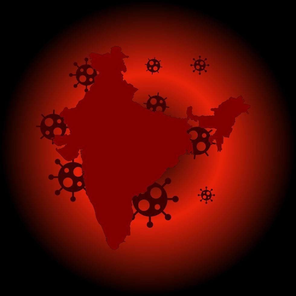 India red map with covid-19 virus concept. vector