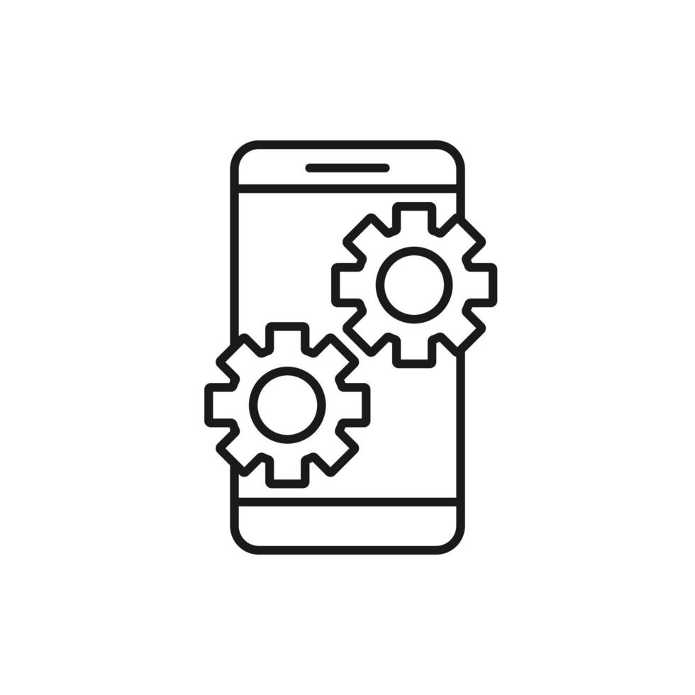 Mobile phone icon with settings sign. Mobile phone icon and customize, setup vector