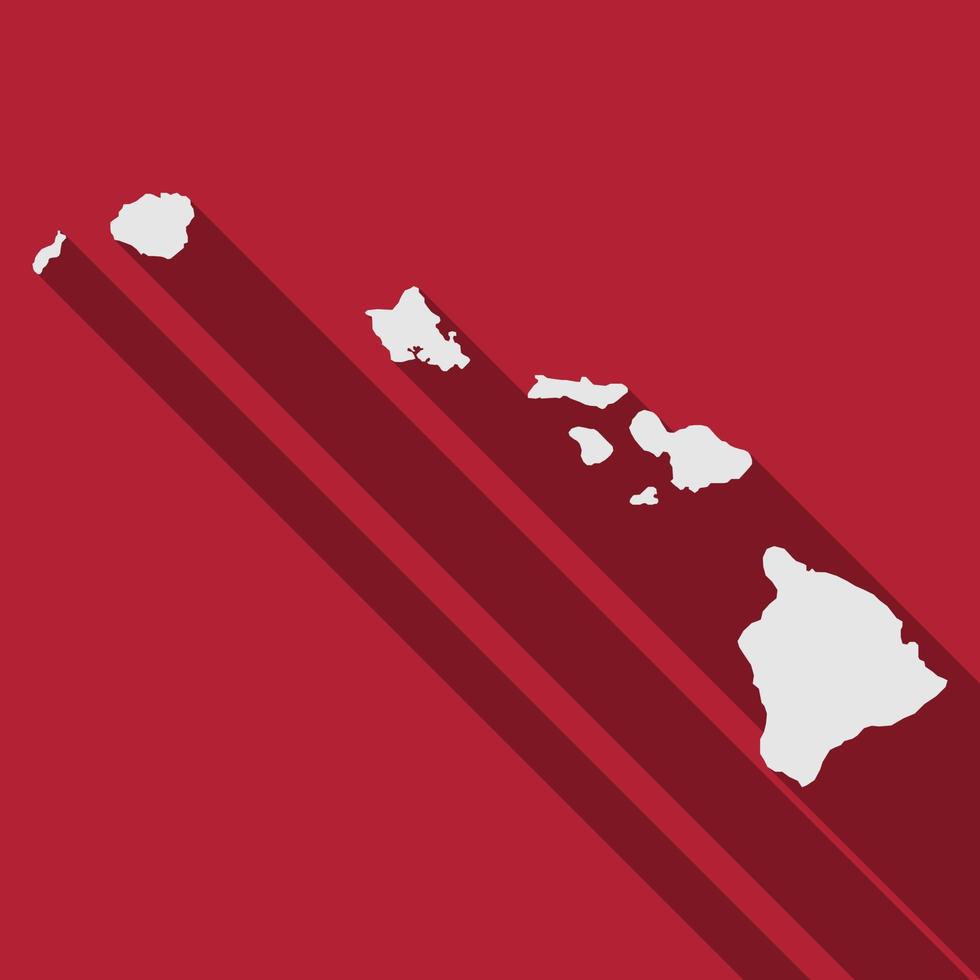 Mapa del estado de Hawaii con una larga sombra vector