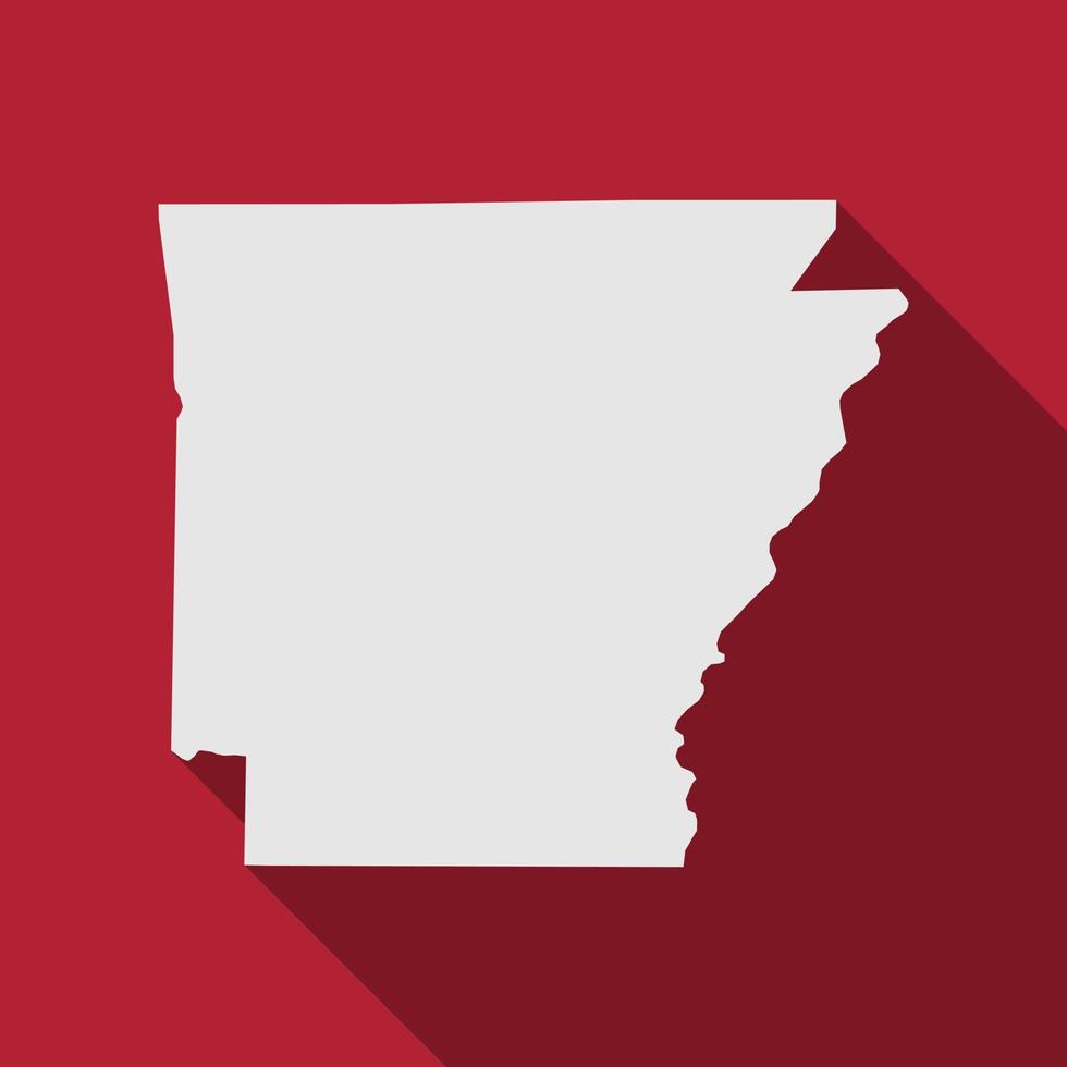 Arkansas state map with long shadow vector