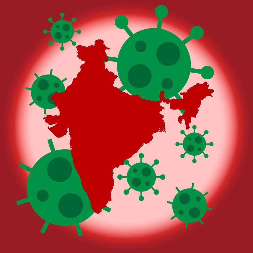 mapa de la india con el concepto de virus covid-19. vector