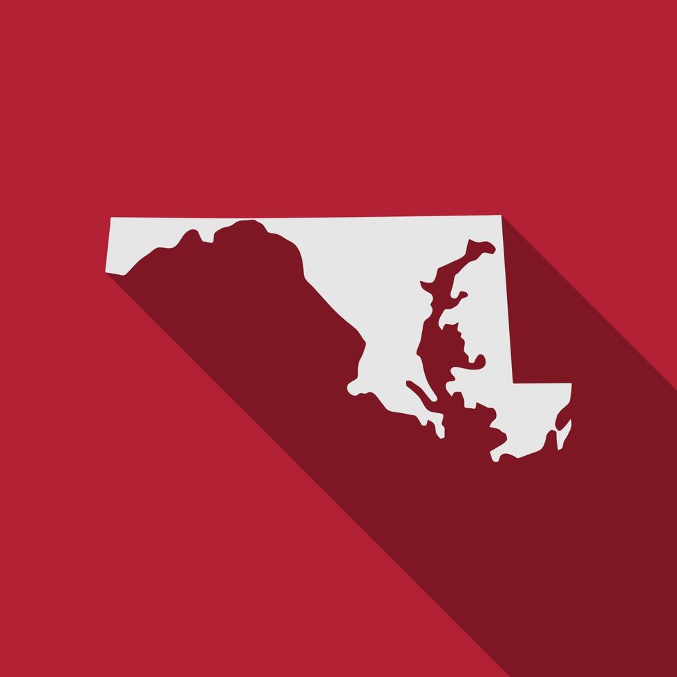 Maryland state map with long shadow vector