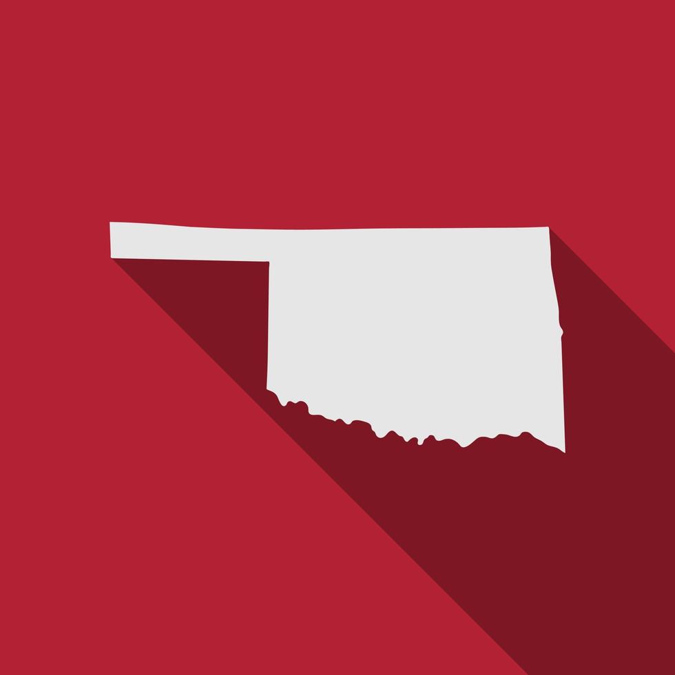 mapa del estado de oklahoma con una larga sombra vector