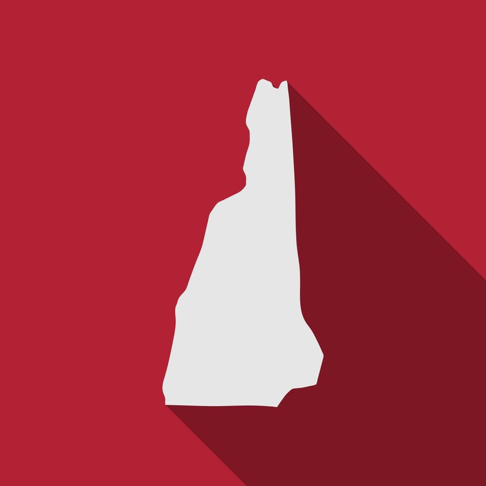 Mapa del estado de New Hampshire con una larga sombra vector