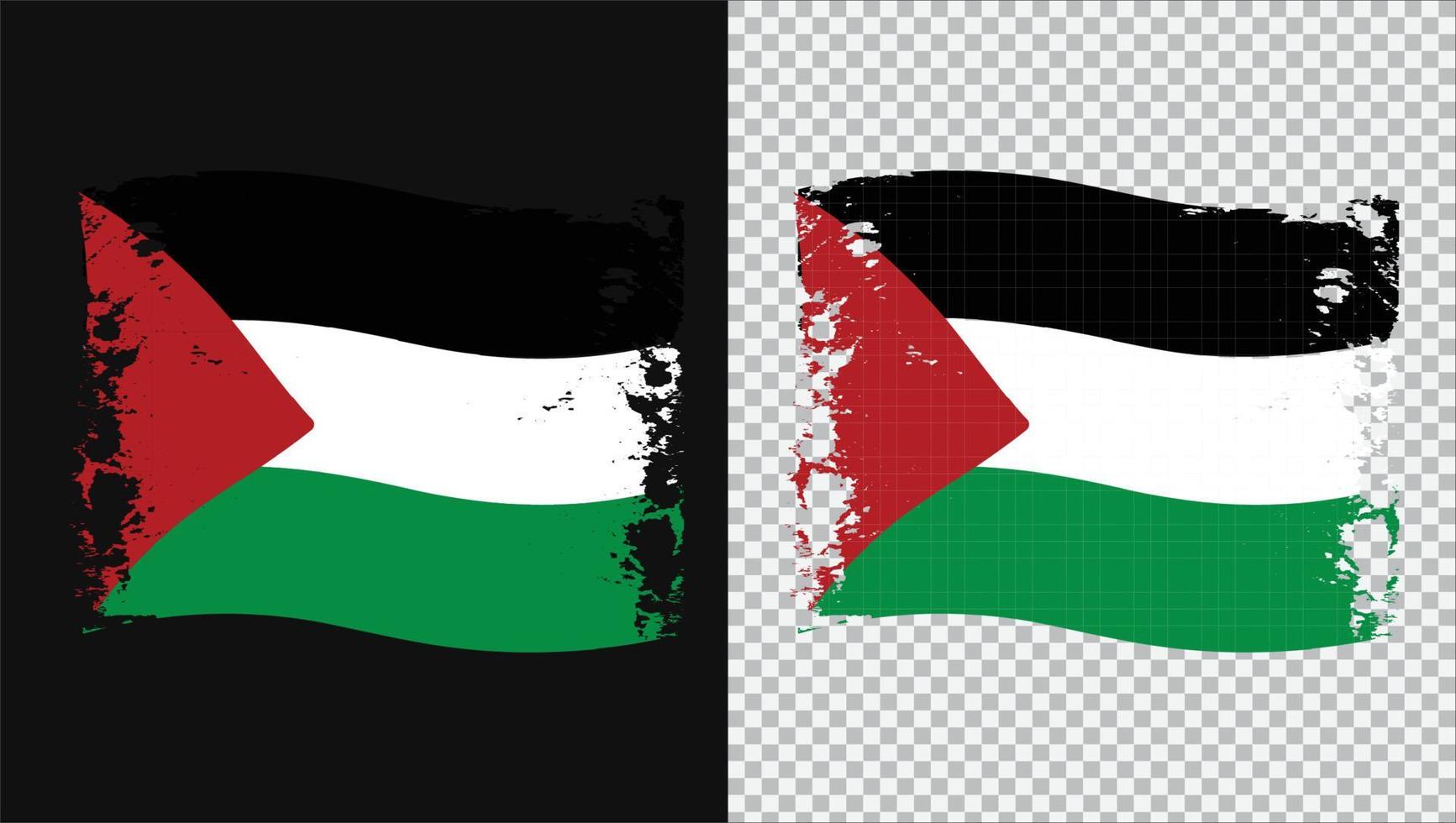 Palestine Flag Transparent With Watercolor Paint Brush vector