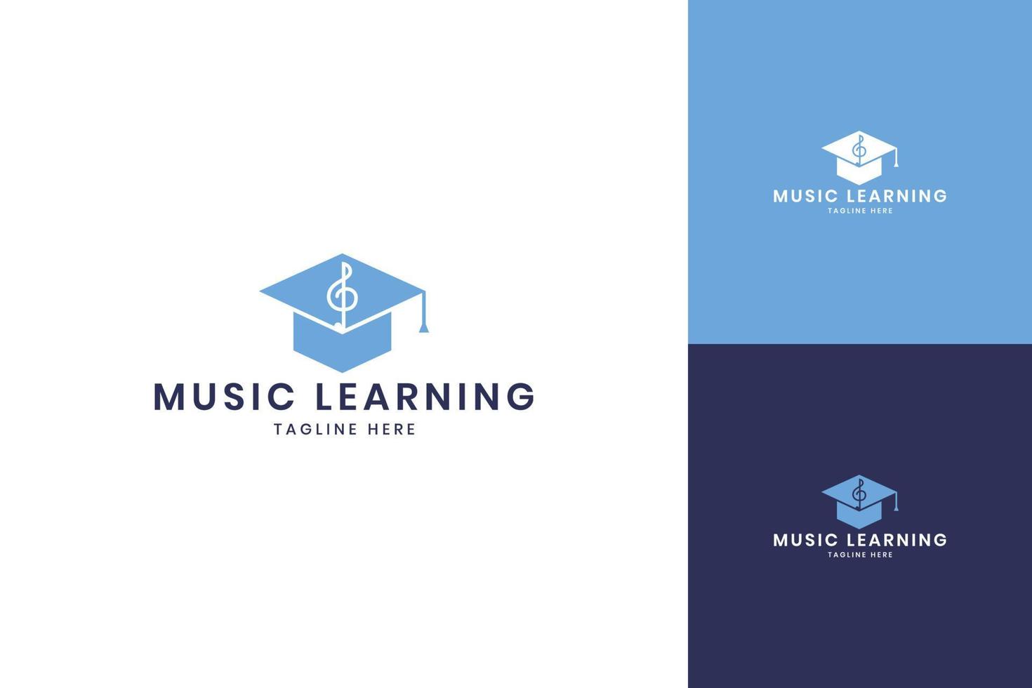 music learning negative space logo design vector