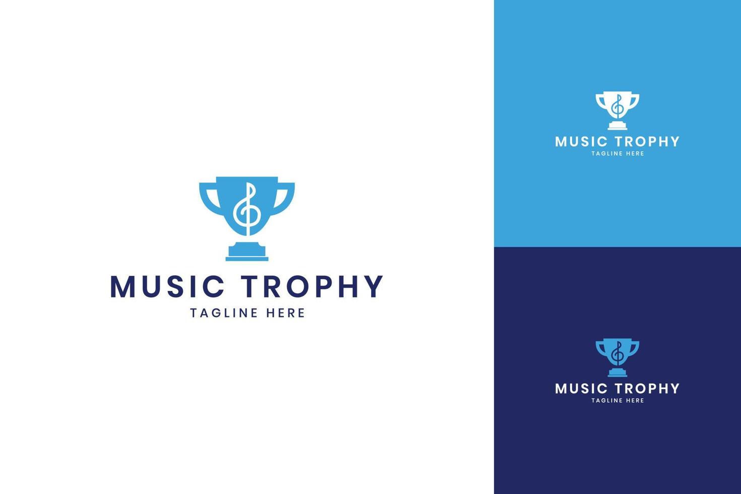 music trophy negative space logo design vector