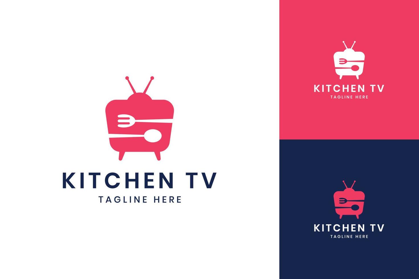 cocina televisión espacio negativo diseño de logotipo vector