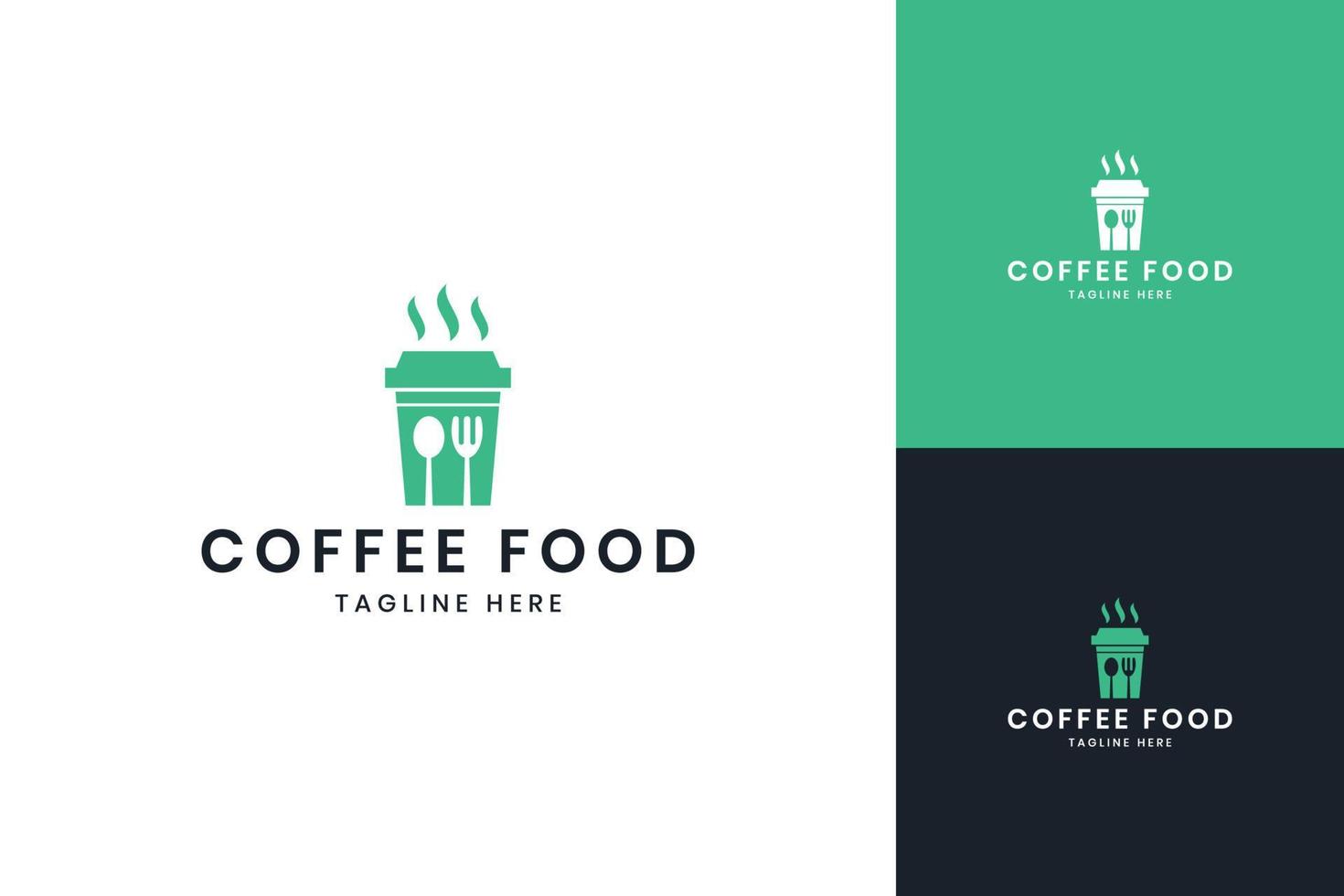 food coffee negative space logo design vector