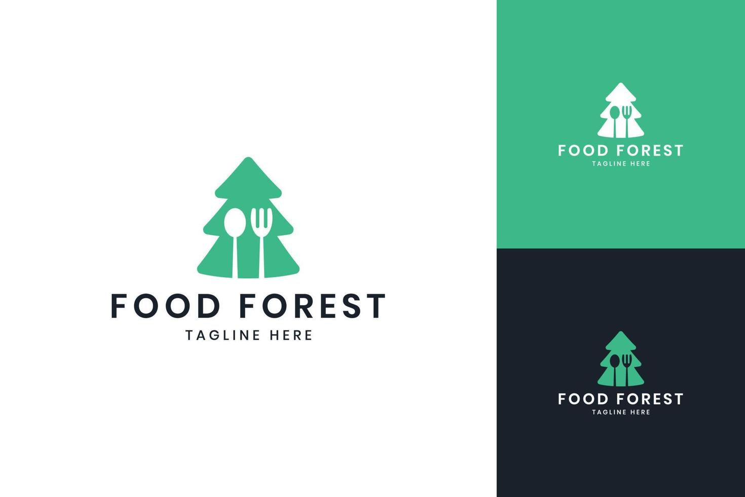 food tree negative space logo design vector