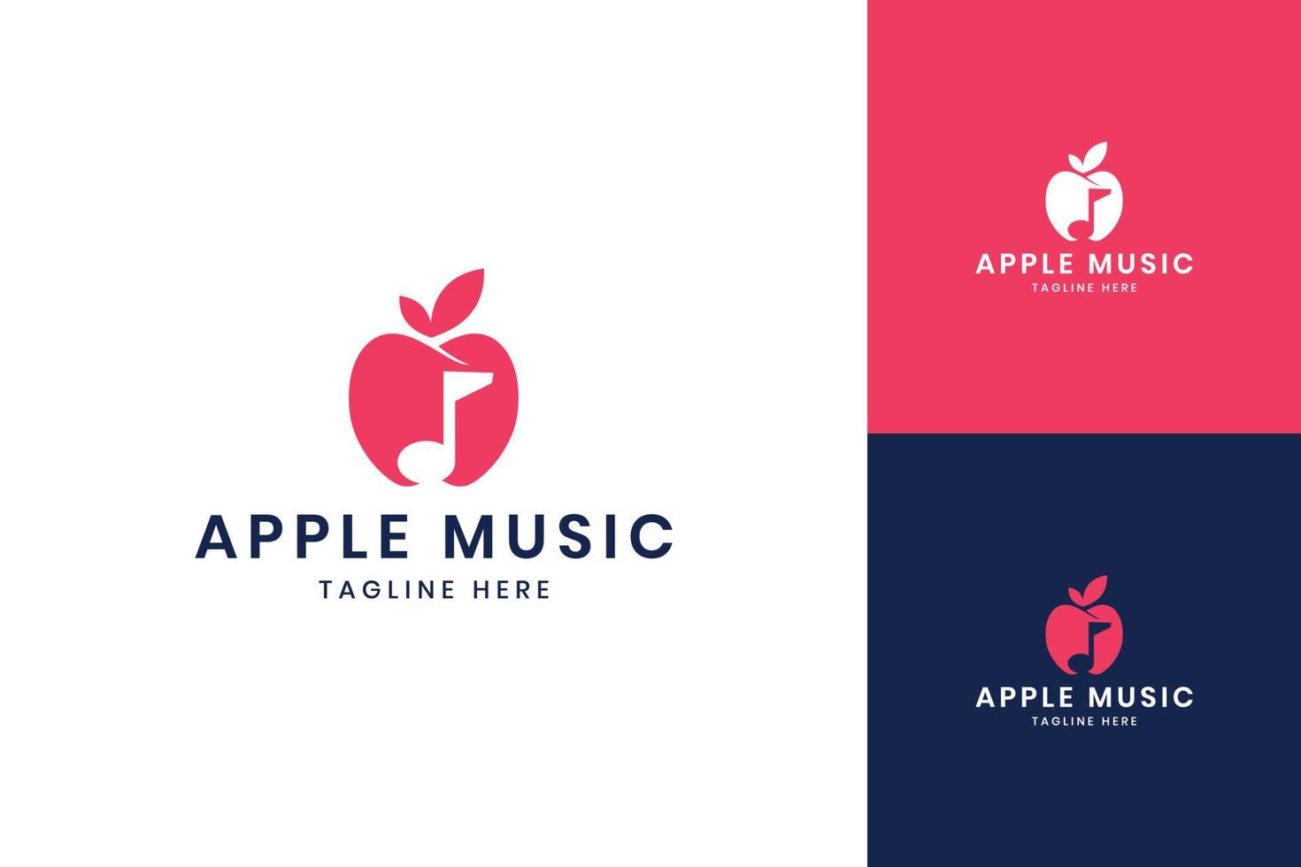 diseño de logotipo de espacio negativo de música de manzana vector