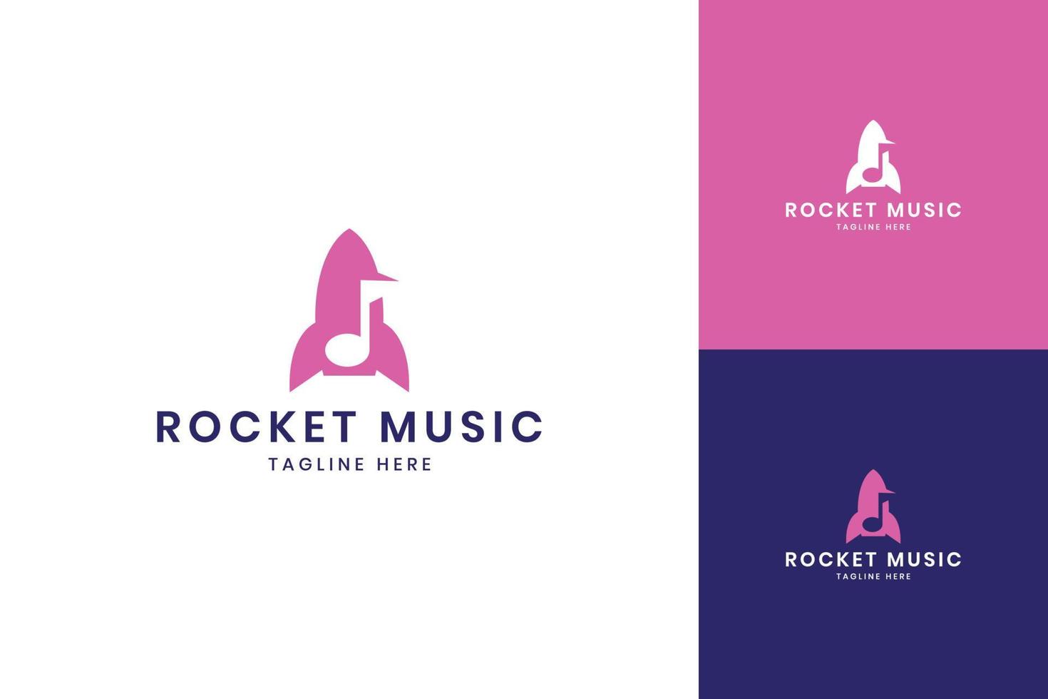 rocket music negative space logo design vector