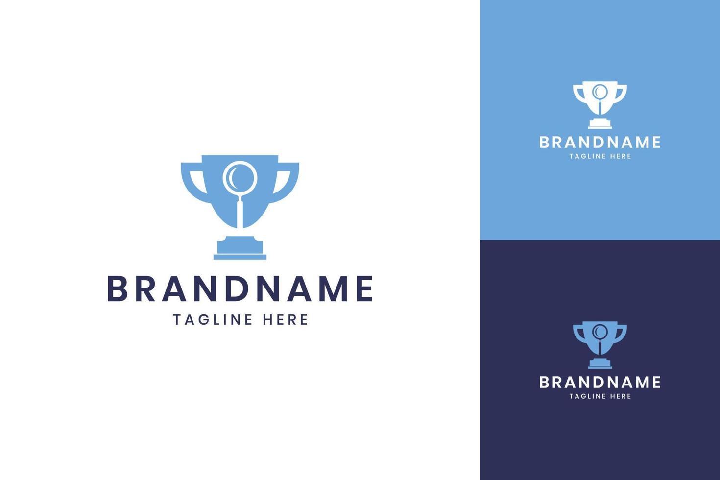 search trophy negative space logo design vector
