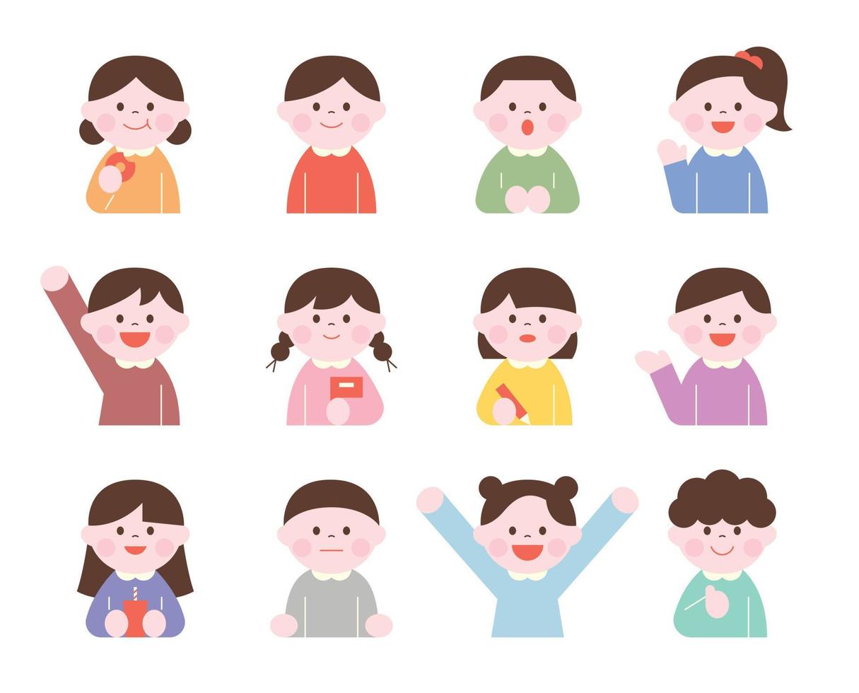 Cute children making various gestures and smiling. vector