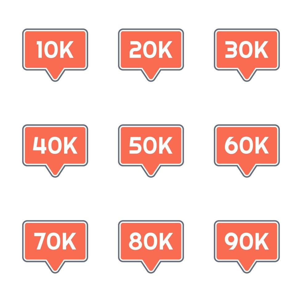 Thank you 10k to 90k followers vector
