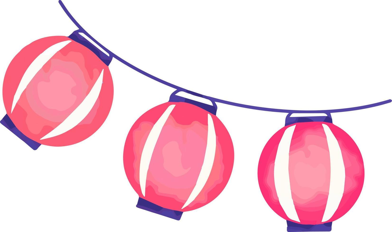 Natsu Matsuri Japanese Summer Festival Element Red Lanterns. Vector EPS 10