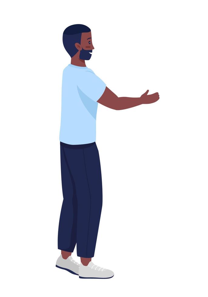 carácter de vector de color semi plano de hombre amable. posando figura. persona de cuerpo entero carácter de vector de color semi plano de hombre amable. posando figura. persona de cuerpo entero