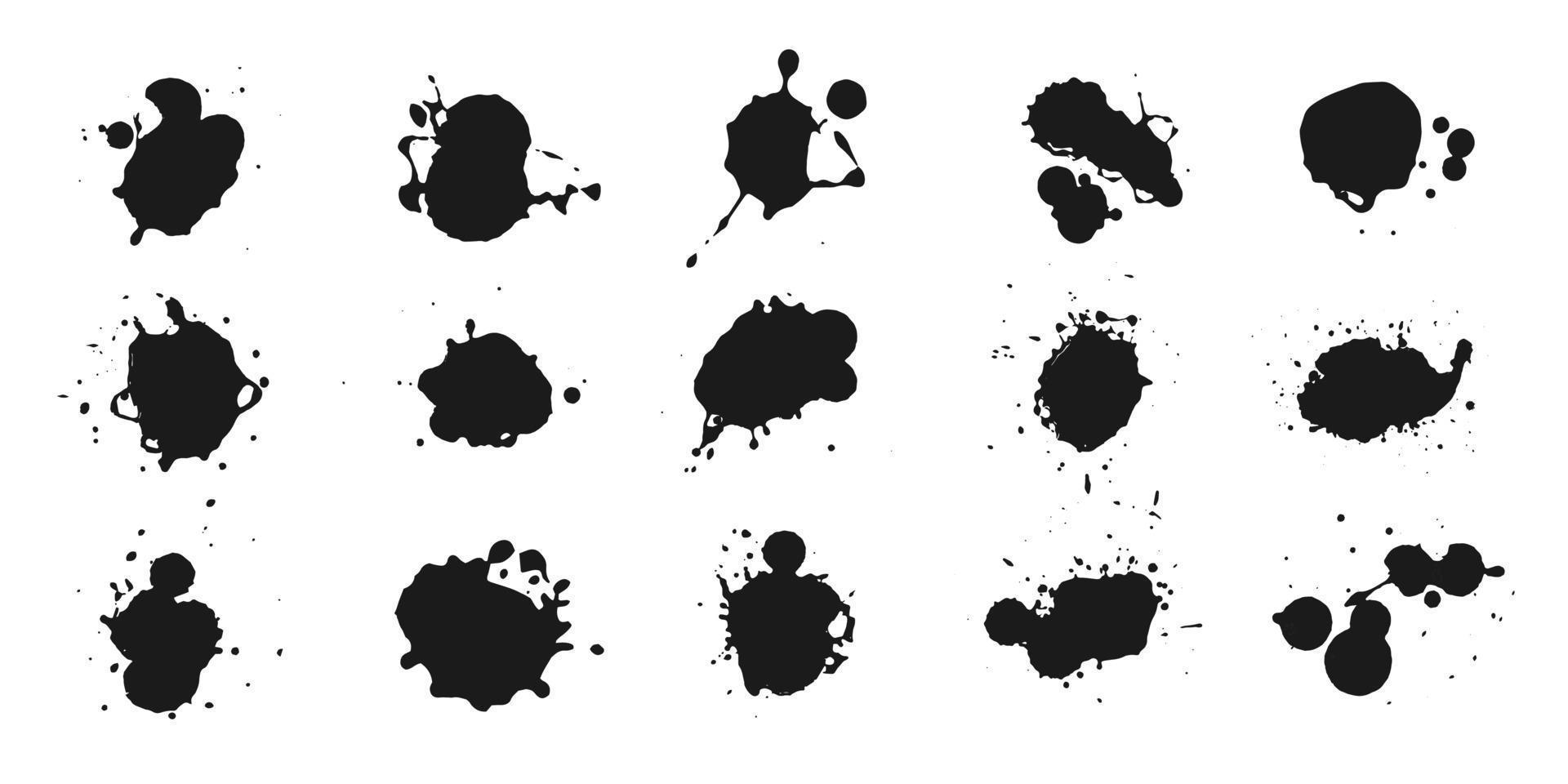 Abstract black ink splashes collection vector