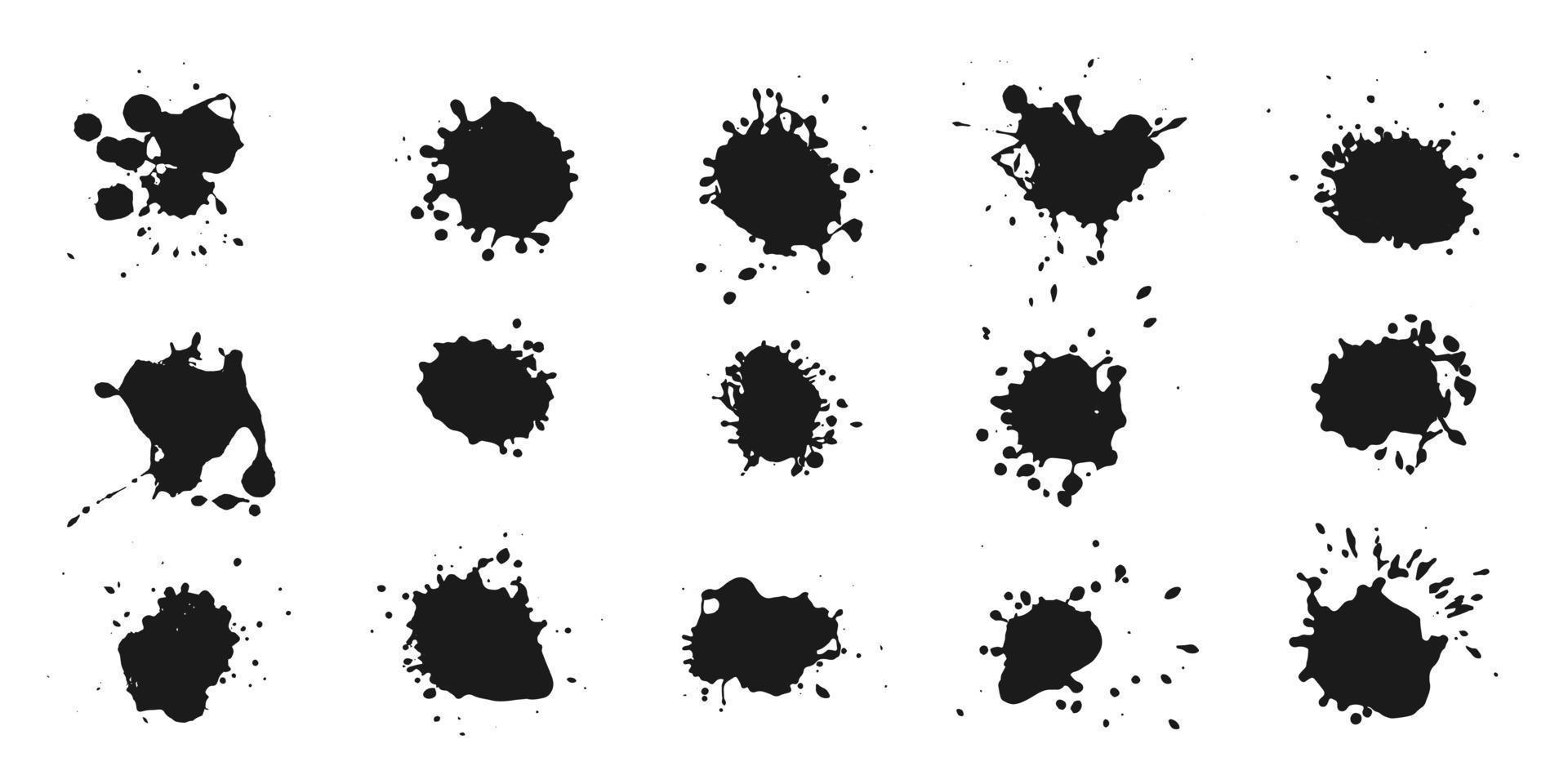 Abstract black ink splashes collection vector