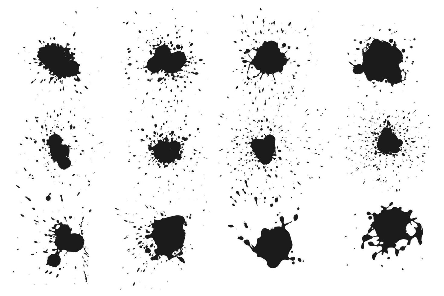 Abstract black ink splashes collection vector