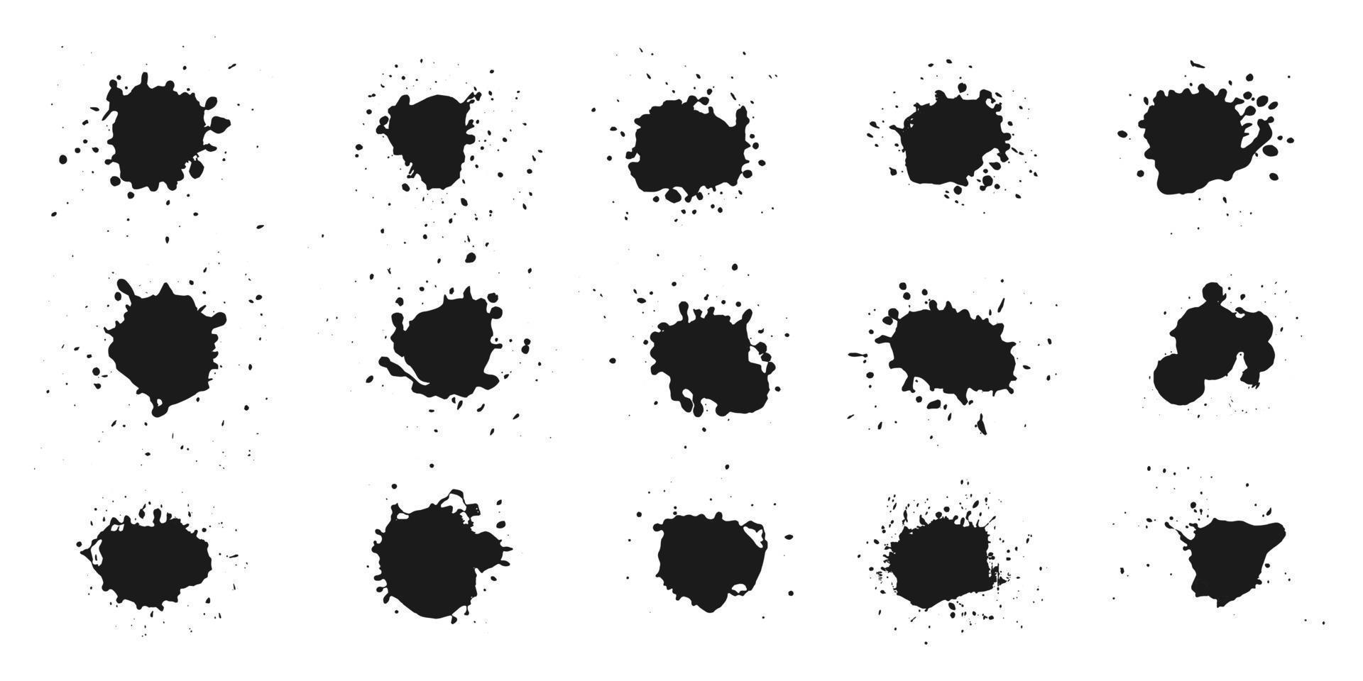 Abstract black ink splashes collection vector