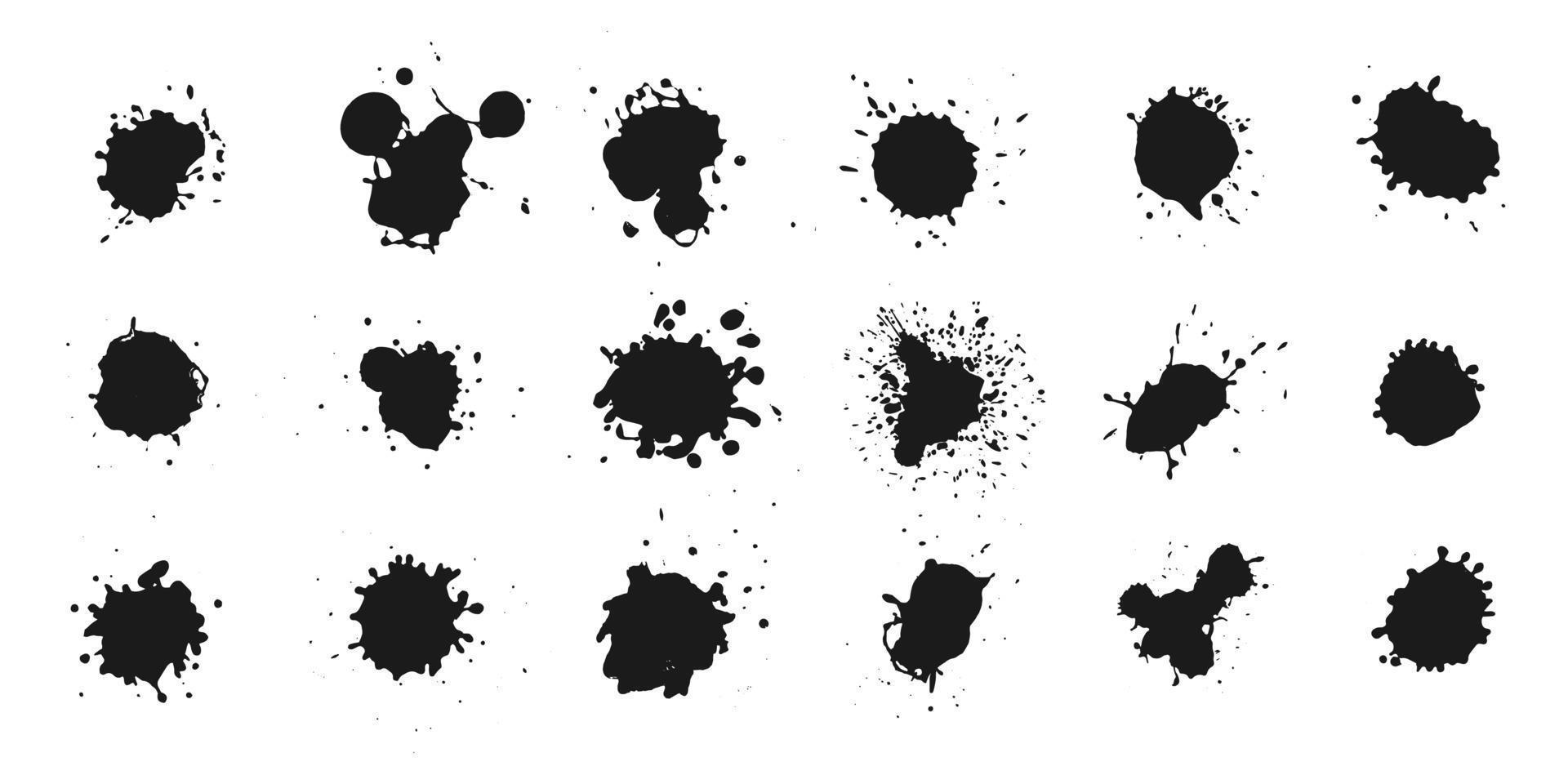 Abstract black ink splashes collection vector