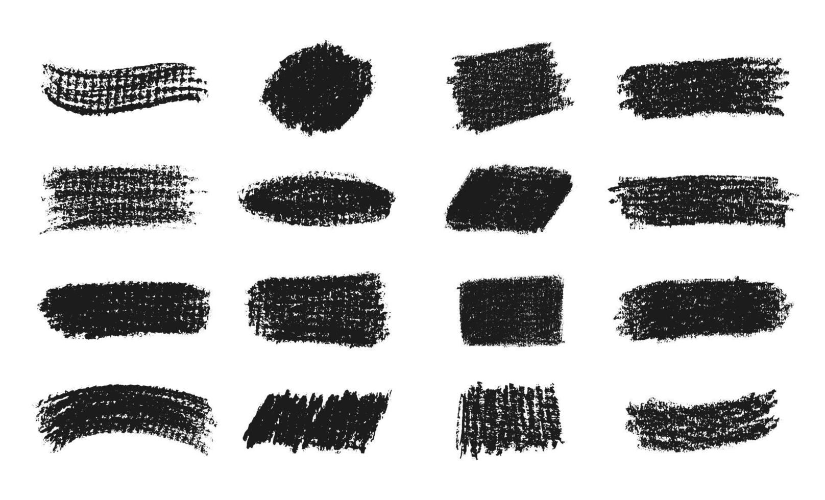 Abstract black chalk strokes collection vector