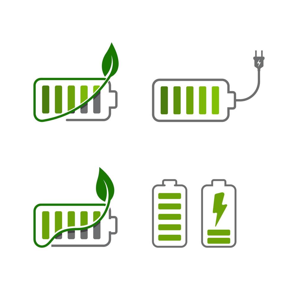 battery with leaf Vector icon design illustration