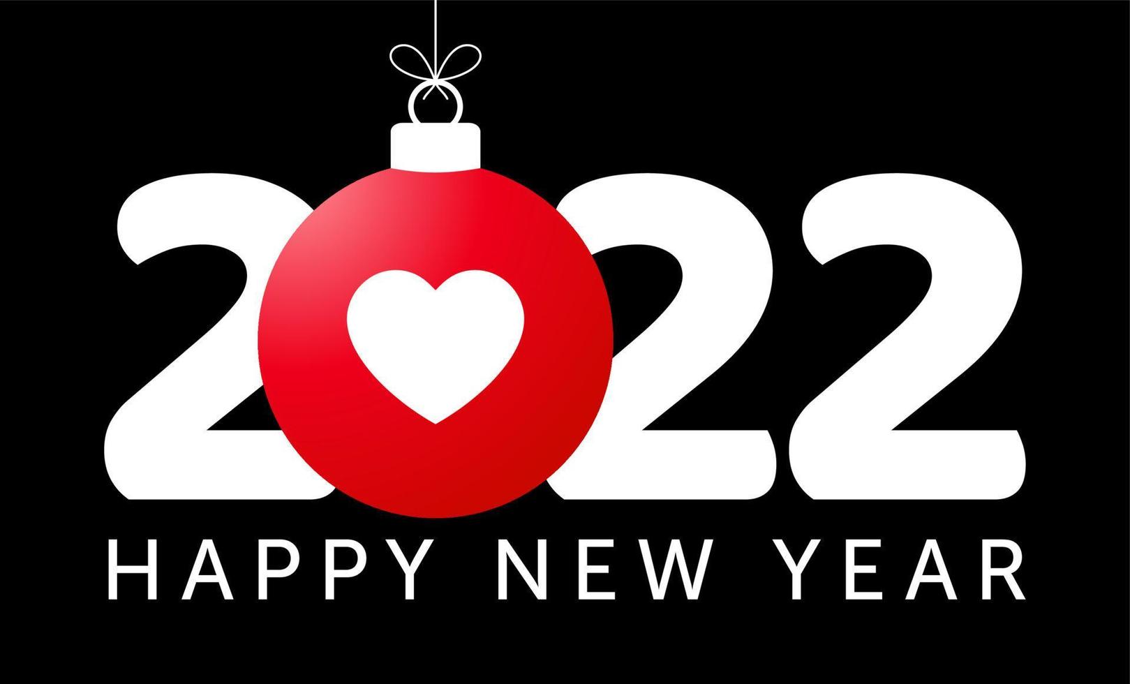 2022 love new year illustration. Happy new year 2022 with realistic Heart Text Design. 3d concept background. Vector illustration.