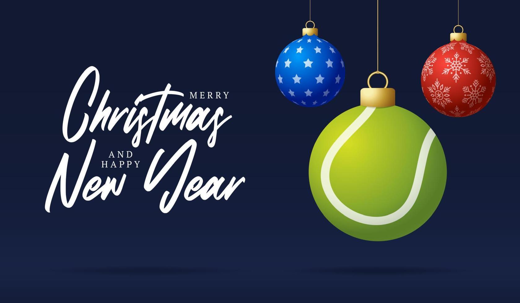 Christmas Day 2022 Sports Tennis Merry Christmas And Happy New Year Luxury Sports Greeting Card.  Tennis Ball As A Christmas Ball On Background. Vector Illustration. 3573940  Vector Art At Vecteezy
