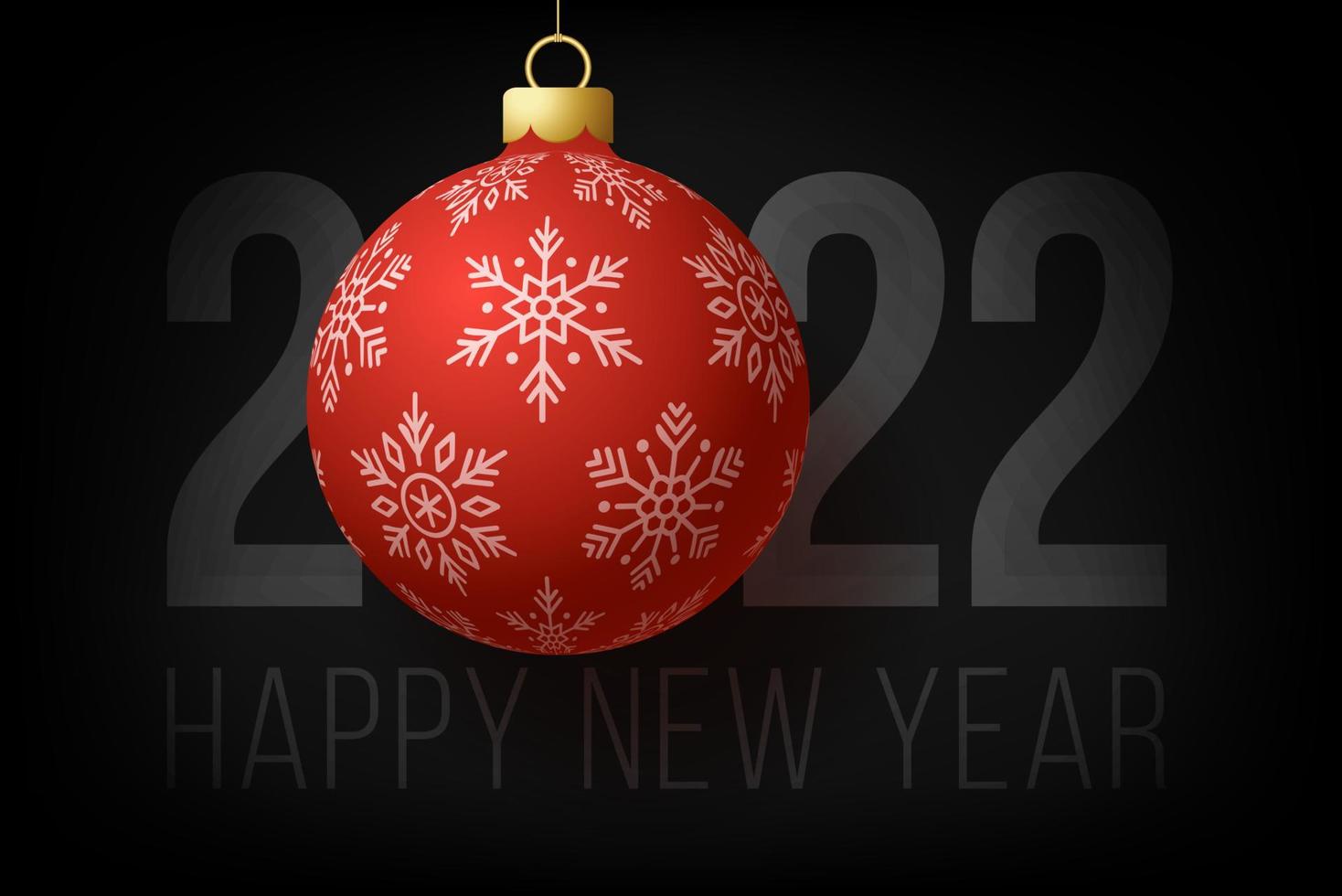 2022 new year Holiday red bauble banner. Vector illustration. 2022 Greeting card.
