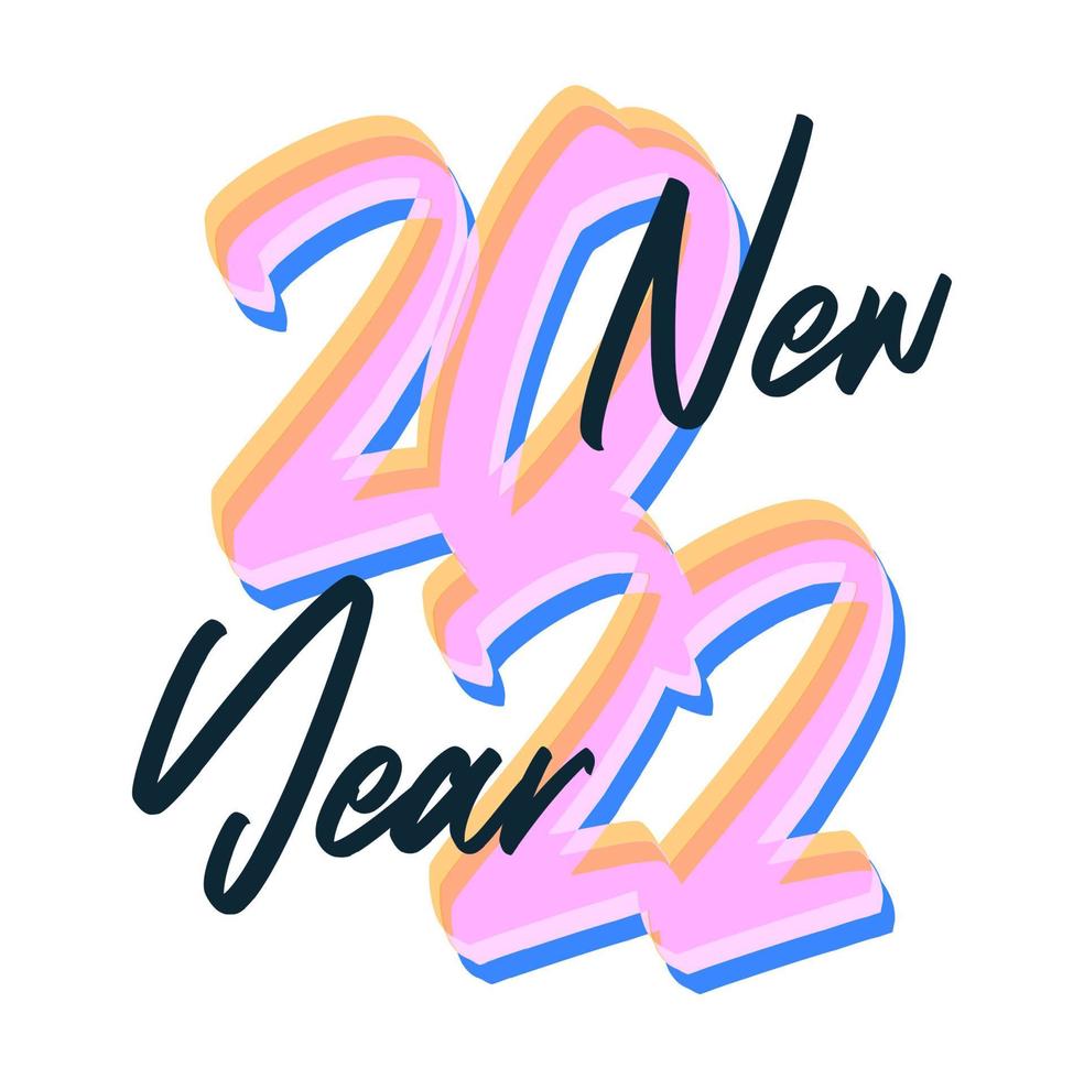 2022 new year. Vector calligraphic 2022 text. Christmas and Happy New Year concept design with calligraphy brush text on white background. Hand drawn lettering