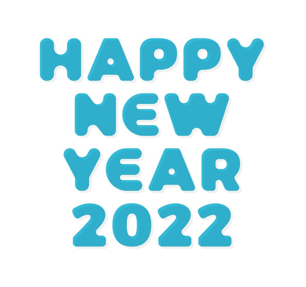 2022 año nuevo. Ilustración de vector de tarjeta de felicitación con estilo 3D sobre fondo blanco. feliz año nuevo 2022. fuente geométrica de moda.