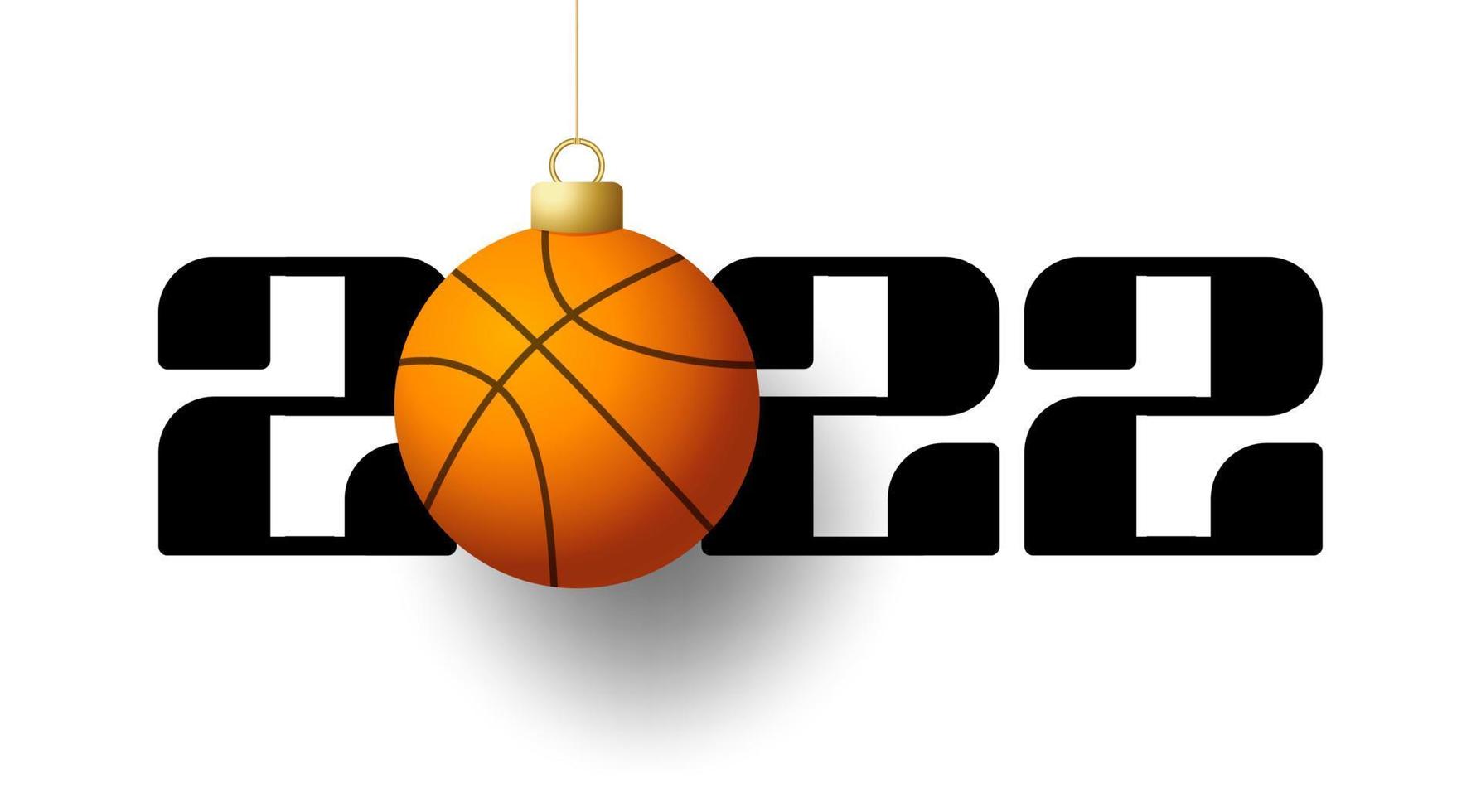 2022 Happy New Year. Sports greeting card with golden basketball ball on  the luxury background. Vector illustration. 3574043 Vector Art at Vecteezy