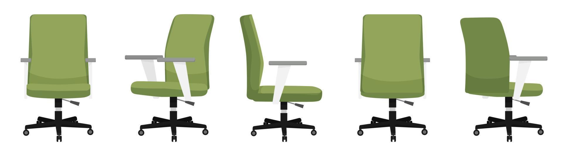 Cute modern beautiful office armchair with different pose and position vector